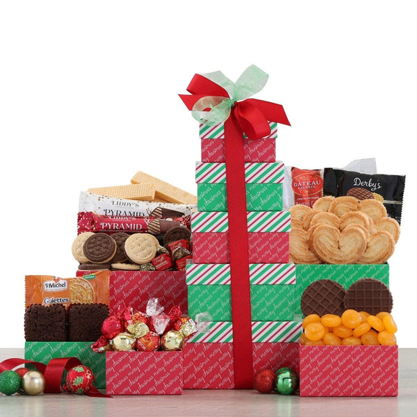 Happy Holidays Tower of Sweets